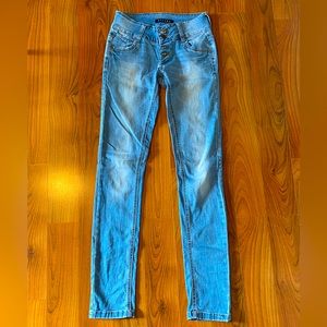 Light Wash Jeans with Button Fly